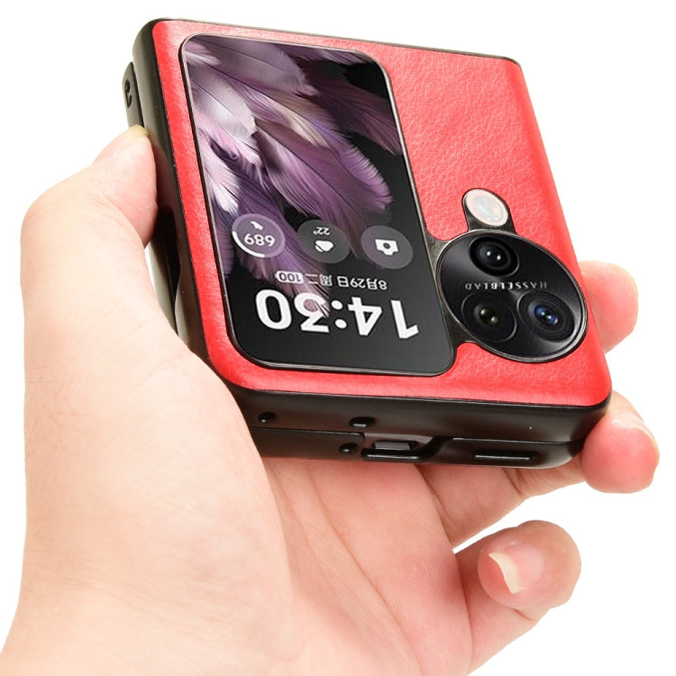 For OPPO Find N3 Flip Litchi Texture Back Cover Phone Case(Red) - Find N3 Flip Cases by PMC TechLife | Online Shopping South Africa | PMC TechLife | Buy Now Pay Later Mobicred