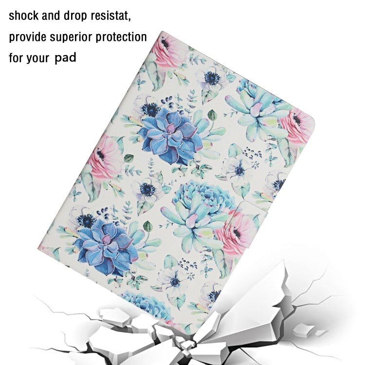 For Samsung Galaxy Tab A9+ Flower Pattern Horizontal Flip PU Tablet Case with Sleep / Wake-up Function(Blue Flower On White) - Galaxy Tab A9+ by PMC TechLife | Online Shopping South Africa | PMC TechLife