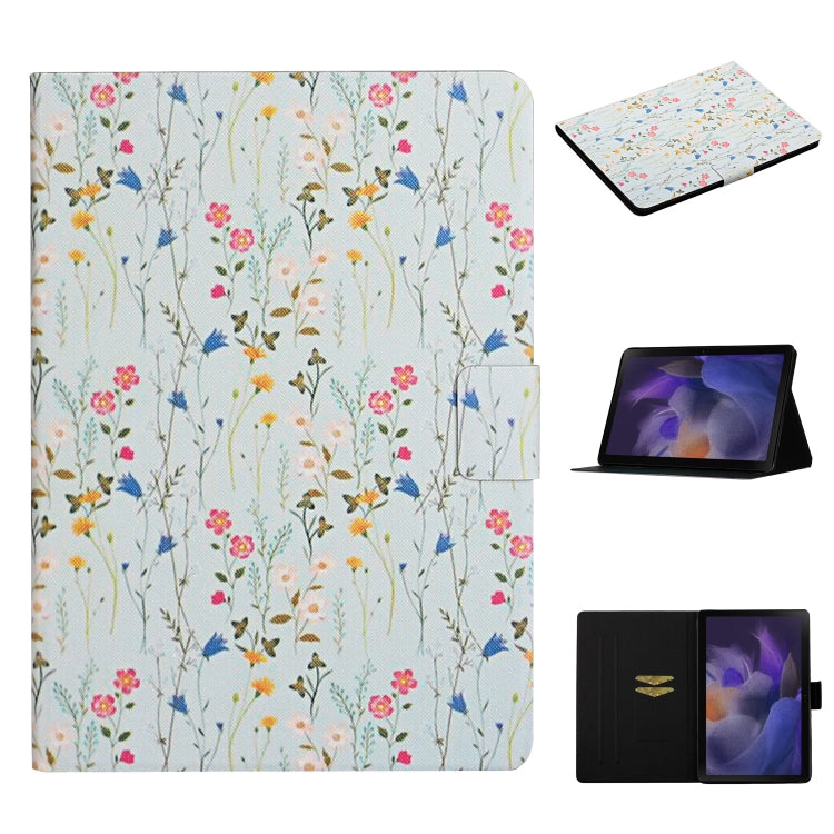 For Samsung Galaxy Tab A9 Flower Pattern Horizontal Flip PU Tablet Case with Sleep / Wake-up Function(Small Floral) - Galaxy Tab A9 by PMC TechLife | Online Shopping South Africa | PMC TechLife