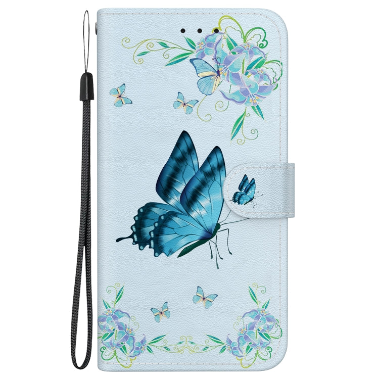 For Google Pixel 9 Pro Crystal Texture Colored Drawing Leather Phone Case(Blue Pansies) - Google Cases by PMC TechLife | Online Shopping South Africa | PMC TechLife | Buy Now Pay Later Mobicred