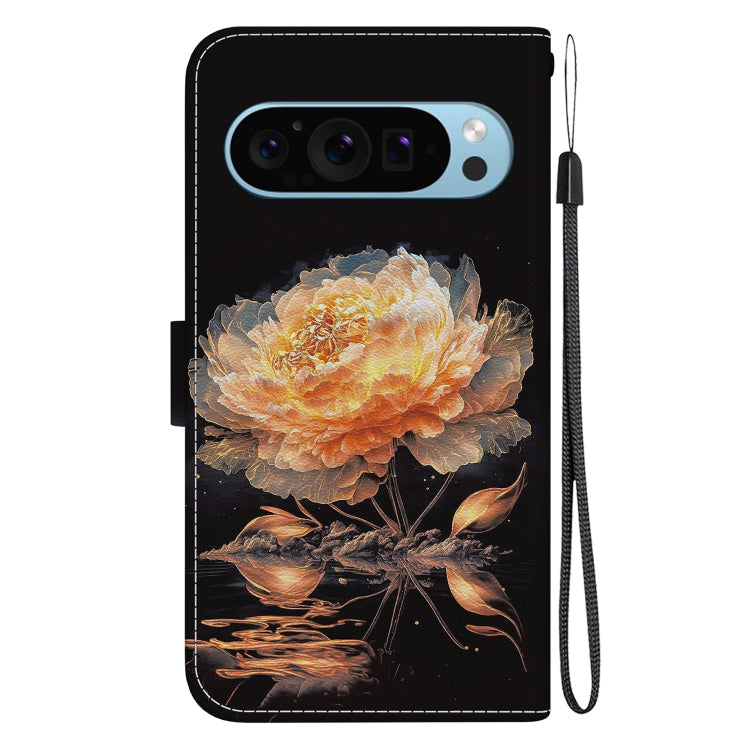 For Google Pixel 9 Crystal Texture Colored Drawing Leather Phone Case(Gold Peony) - Google Cases by PMC TechLife | Online Shopping South Africa | PMC TechLife | Buy Now Pay Later Mobicred
