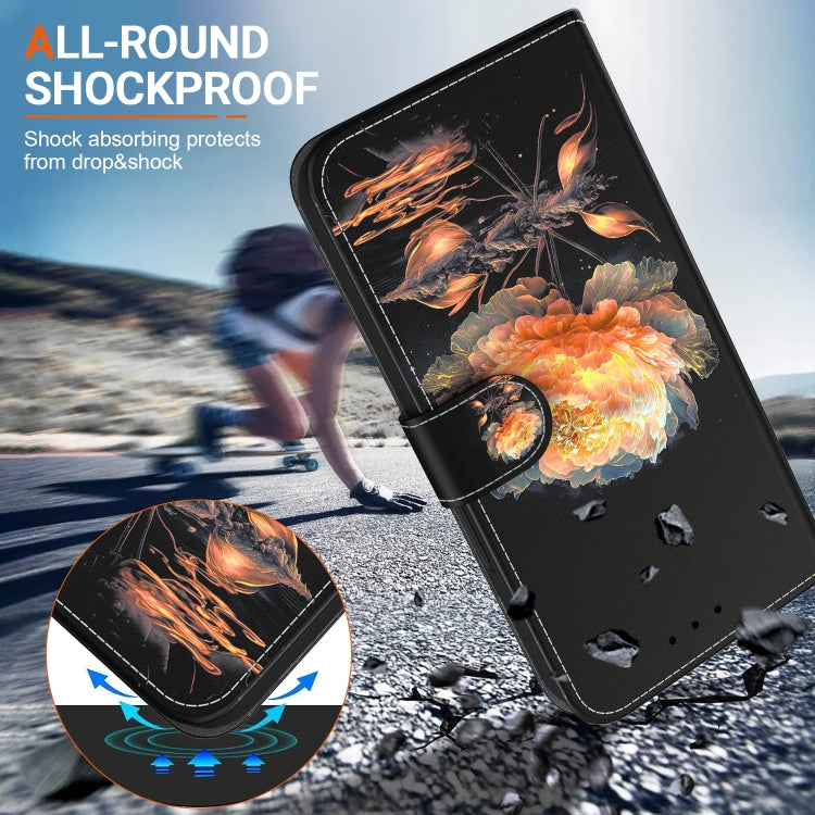 For Google Pixel 9 Crystal Texture Colored Drawing Leather Phone Case(Gold Peony) - Google Cases by PMC TechLife | Online Shopping South Africa | PMC TechLife | Buy Now Pay Later Mobicred