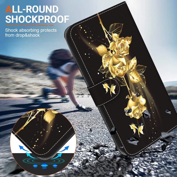 For Google Pixel 9 Crystal Texture Colored Drawing Leather Phone Case(Gold Butterfly Rose) - Google Cases by PMC TechLife | Online Shopping South Africa | PMC TechLife | Buy Now Pay Later Mobicred