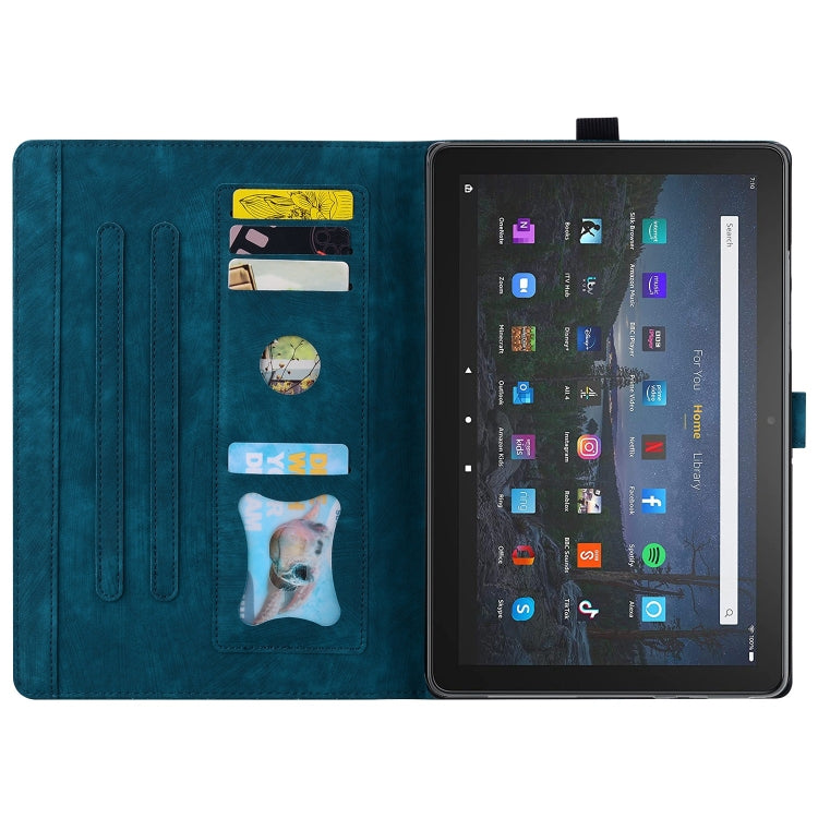 For Amazon Fire HD10 /HD10 Plus 2021 Cartoon Sakura Cat Embossed Smart Leather Tablet Case(Blue) - Amazon by PMC TechLife | Online Shopping South Africa | PMC TechLife