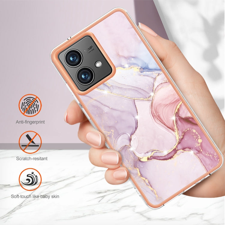 For Motorola Moto G84 Electroplating Marble Dual-side IMD Phone Case(Rose Gold 005) - Motorola Cases by PMC TechLife | Online Shopping South Africa | PMC TechLife | Buy Now Pay Later Mobicred