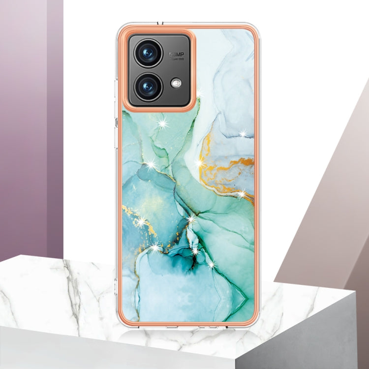 For Motorola Moto G84 Electroplating Marble Dual-side IMD Phone Case(Green 003) - Motorola Cases by PMC TechLife | Online Shopping South Africa | PMC TechLife | Buy Now Pay Later Mobicred