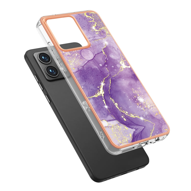 For Motorola Moto G84 Electroplating Marble Dual-side IMD Phone Case(Purple 002) - Motorola Cases by PMC TechLife | Online Shopping South Africa | PMC TechLife | Buy Now Pay Later Mobicred