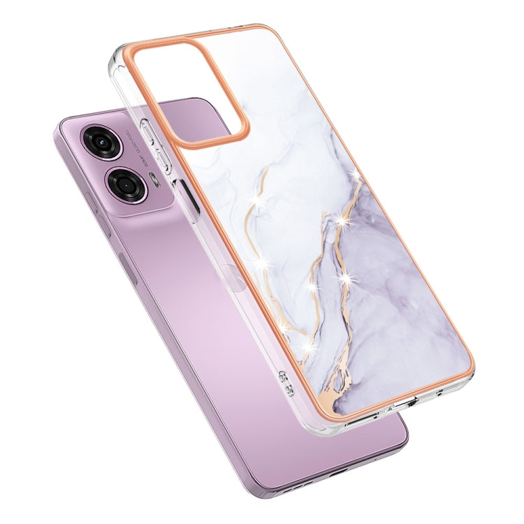 For Motorola Moto G24 4G / G04 4G Electroplating Marble Dual-side IMD Phone Case(White 006) - free shipping - PMC TechLife - Order now!