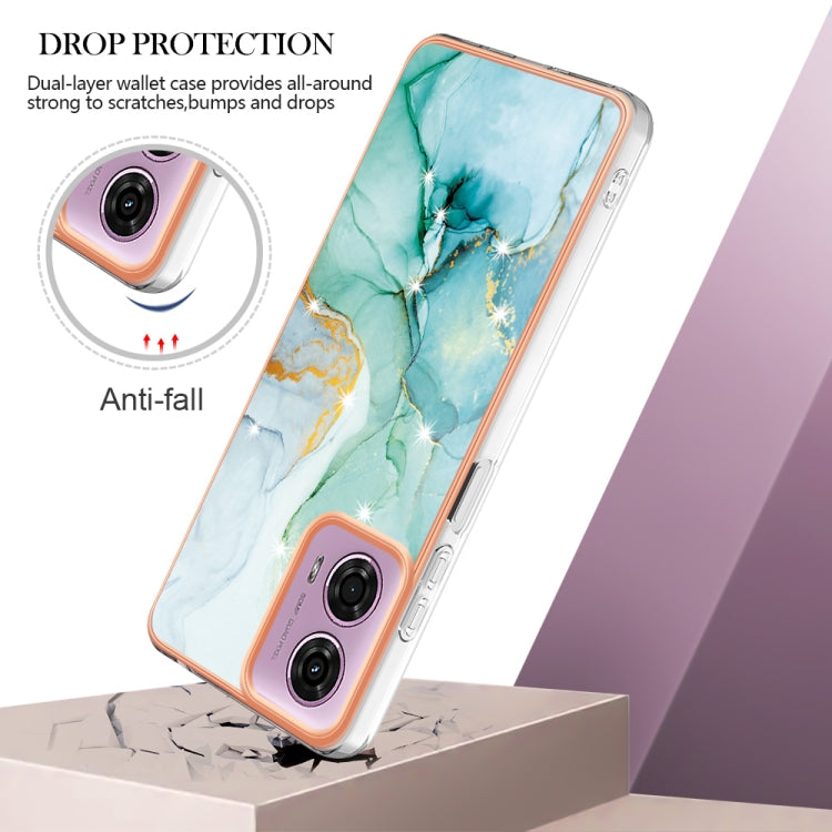 For Motorola Moto G24 4G / G04 4G Electroplating Marble Dual-side IMD Phone Case(Green 003) - free shipping - PMC TechLife - Order now!