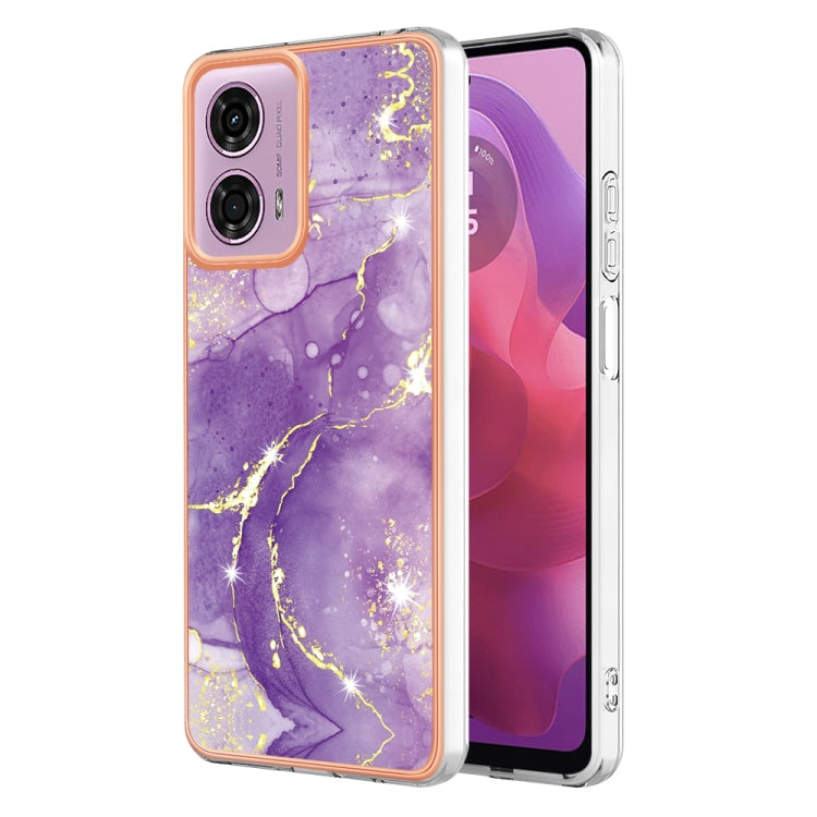 For Motorola Moto G24 4G / G04 4G Electroplating Marble Dual-side IMD Phone Case(Purple 002) - Motorola Cases by PMC TechLife | Online Shopping South Africa | PMC TechLife | Buy Now Pay Later Mobicred