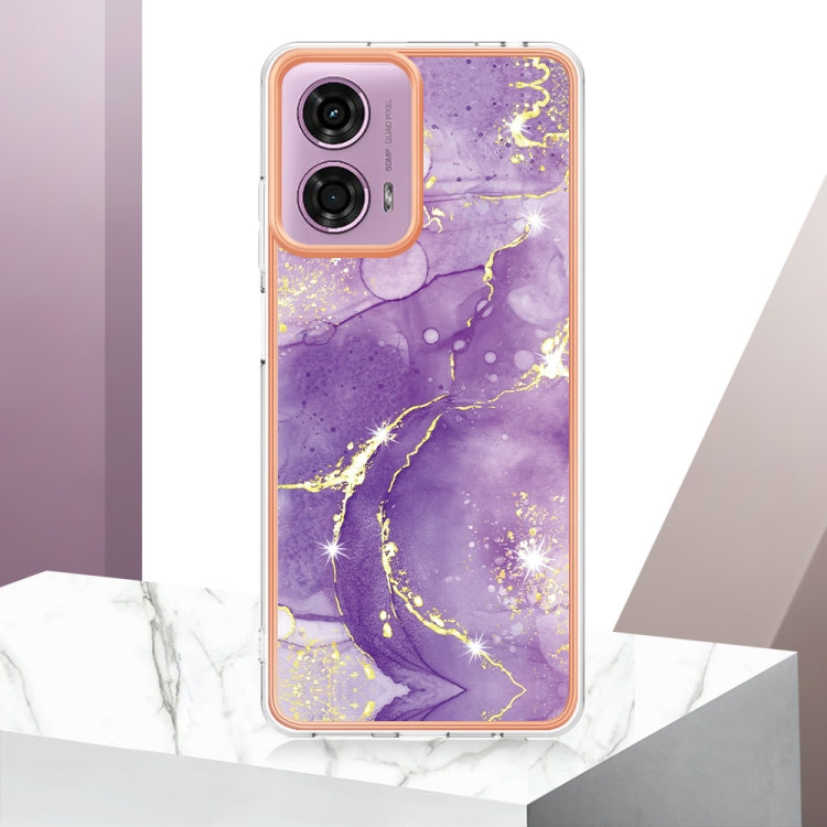 For Motorola Moto G24 4G / G04 4G Electroplating Marble Dual-side IMD Phone Case(Purple 002) - Motorola Cases by PMC TechLife | Online Shopping South Africa | PMC TechLife | Buy Now Pay Later Mobicred