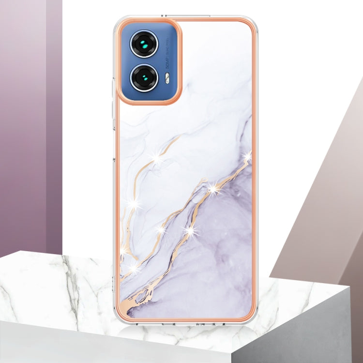 For Motorola Moto G34 Electroplating Marble Dual-side IMD Phone Case(White 006) - Motorola Cases by PMC TechLife | Online Shopping South Africa | PMC TechLife | Buy Now Pay Later Mobicred