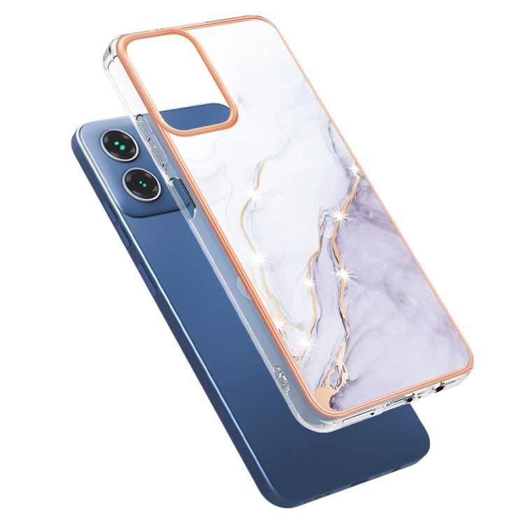 For Motorola Moto G34 Electroplating Marble Dual-side IMD Phone Case(White 006) - Motorola Cases by PMC TechLife | Online Shopping South Africa | PMC TechLife | Buy Now Pay Later Mobicred