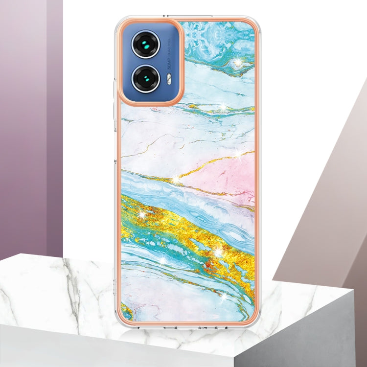 For Motorola Moto G34 Electroplating Marble Dual-side IMD Phone Case(Green 004) - free shipping - PMC TechLife - Order now!