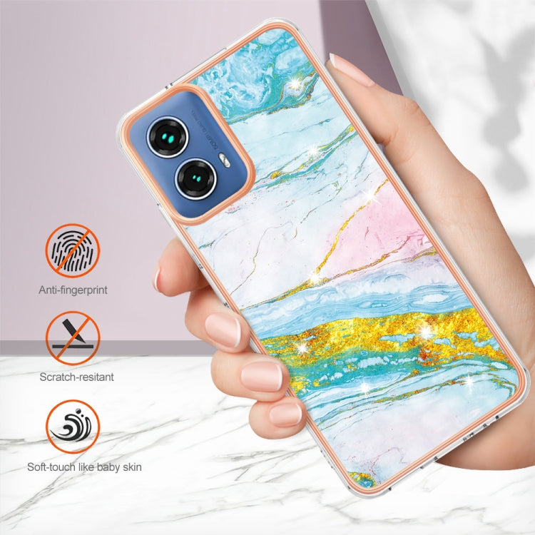 For Motorola Moto G34 Electroplating Marble Dual-side IMD Phone Case(Green 004) - free shipping - PMC TechLife - Order now!