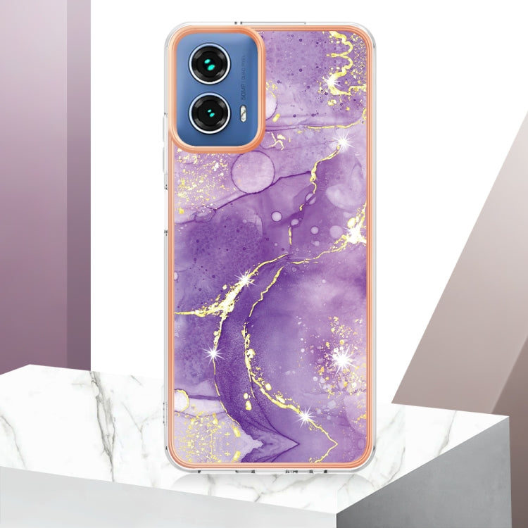 For Motorola Moto G34 Electroplating Marble Dual-side IMD Phone Case(Purple 002) - Motorola Cases by PMC TechLife | Online Shopping South Africa | PMC TechLife | Buy Now Pay Later Mobicred