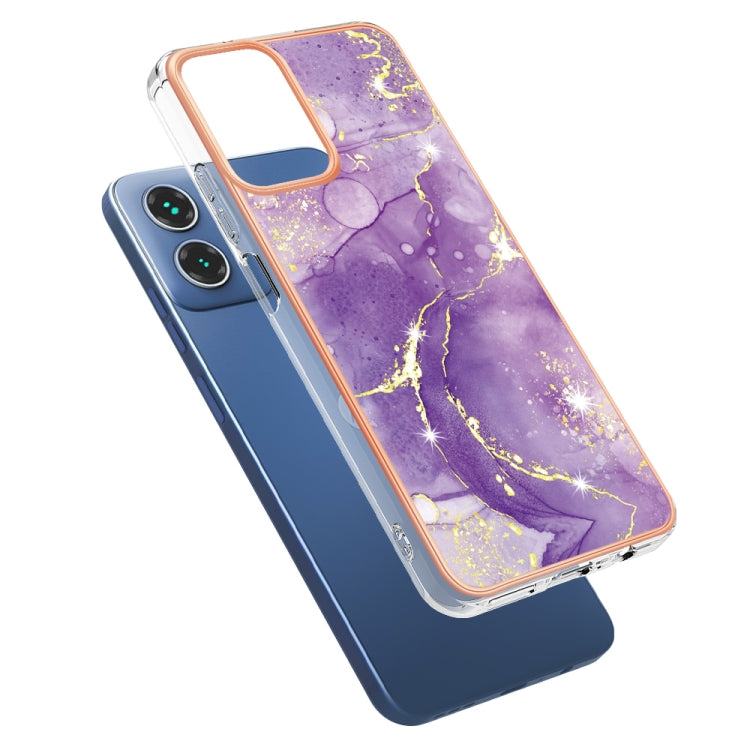 For Motorola Moto G34 Electroplating Marble Dual-side IMD Phone Case(Purple 002) - Motorola Cases by PMC TechLife | Online Shopping South Africa | PMC TechLife | Buy Now Pay Later Mobicred