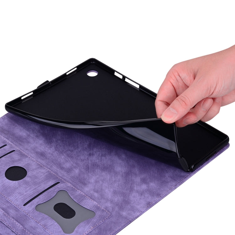 For iPad Pro 11 2024 Cartoon Sakura Cat Embossed Smart Leather Tablet Case(Purple) - iPad Pro 11 2024 Cases by PMC TechLife | Online Shopping South Africa | PMC TechLife | Buy Now Pay Later Mobicred