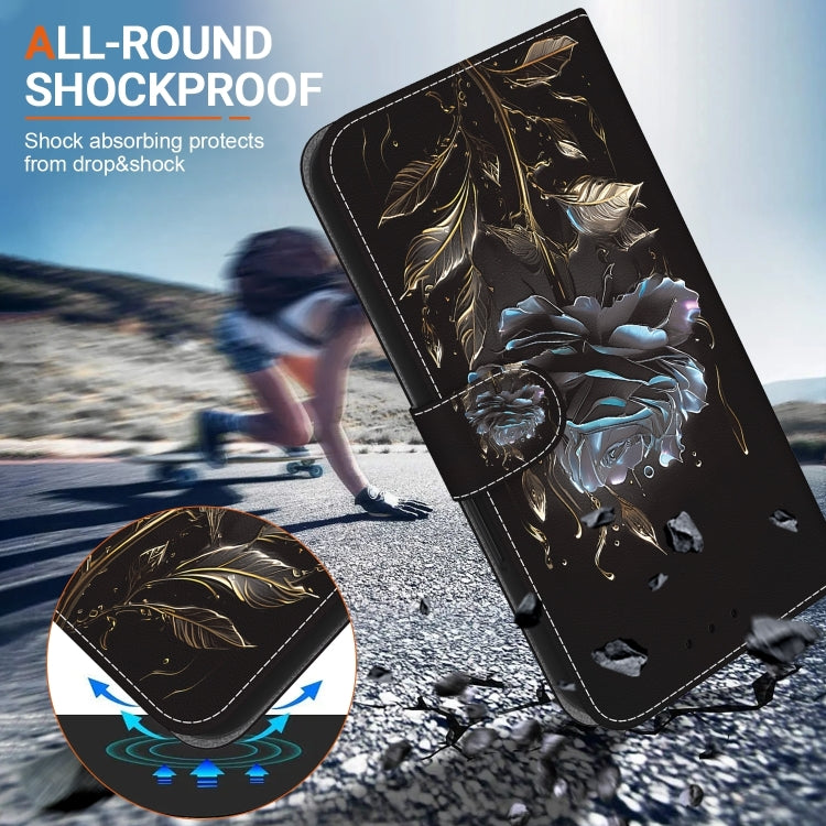 For iPhone 16 Pro Crystal Texture Colored Drawing Leather Phone Case(Black Rose) - free shipping - PMC TechLife - Order now!