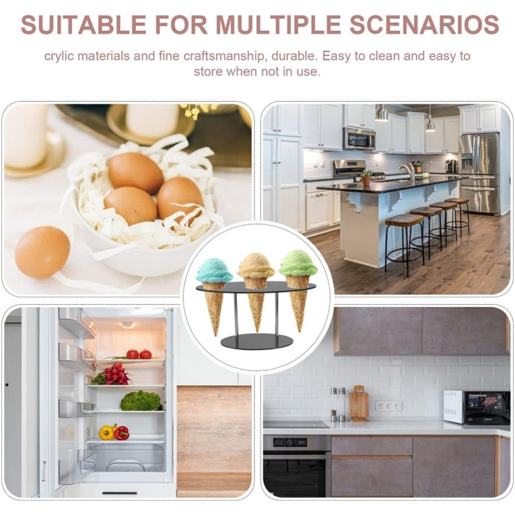 YX035 Acrylic Ice Cream Cone Rack Ice Cream Display Stand(Black) - free shipping - PMc TechLife - Order now!