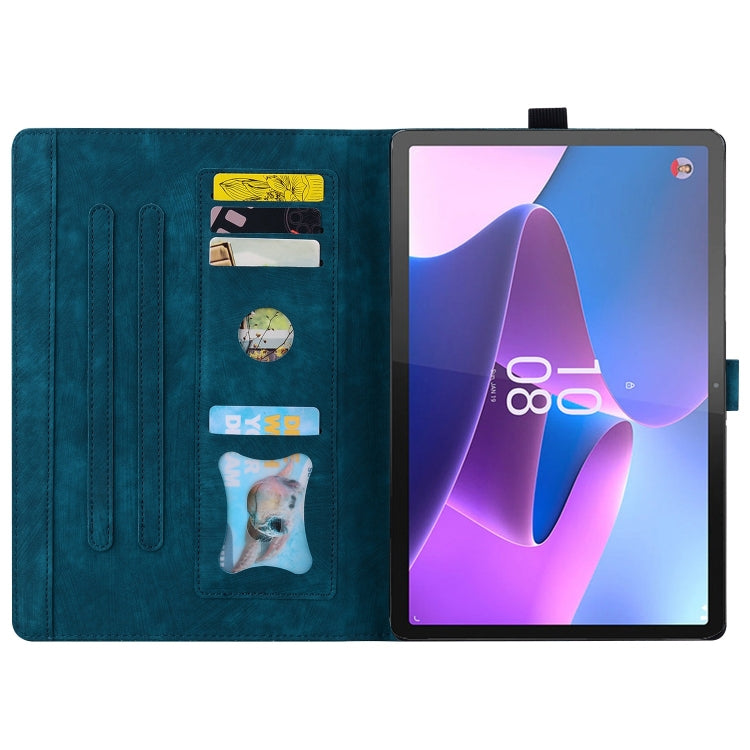 For Lenovo Tab P12 12.7 Cartoon Sakura Cat Embossed Leather Tablet Case(Blue) - Lenovo by PMC TechLife | Online Shopping South Africa | PMC TechLife | Buy Now Pay Later Mobicred