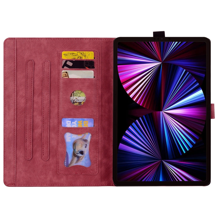 For Lenovo Tab P11 TB-J606F Cartoon Sakura Cat Embossed Leather Tablet Case(Red) - Lenovo by PMC TechLife | Online Shopping South Africa | PMC TechLife | Buy Now Pay Later Mobicred