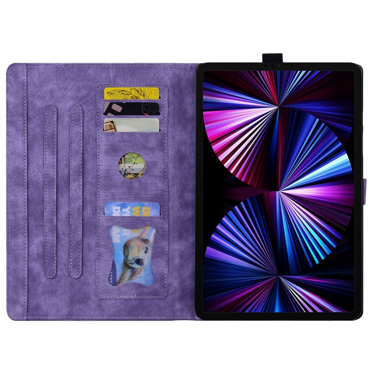 For Lenovo Tab P11 TB-J606F Cartoon Sakura Cat Embossed Leather Tablet Case(Purple) - Lenovo by PMC TechLife | Online Shopping South Africa | PMC TechLife | Buy Now Pay Later Mobicred