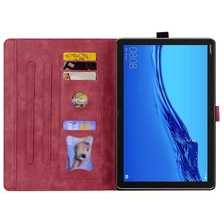For Lenovo Tab M10 Plus 3rd Gen 2022 Cartoon Sakura Cat Embossed Leather Tablet Case(Red) - Lenovo by PMC TechLife | Online Shopping South Africa | PMC TechLife | Buy Now Pay Later Mobicred