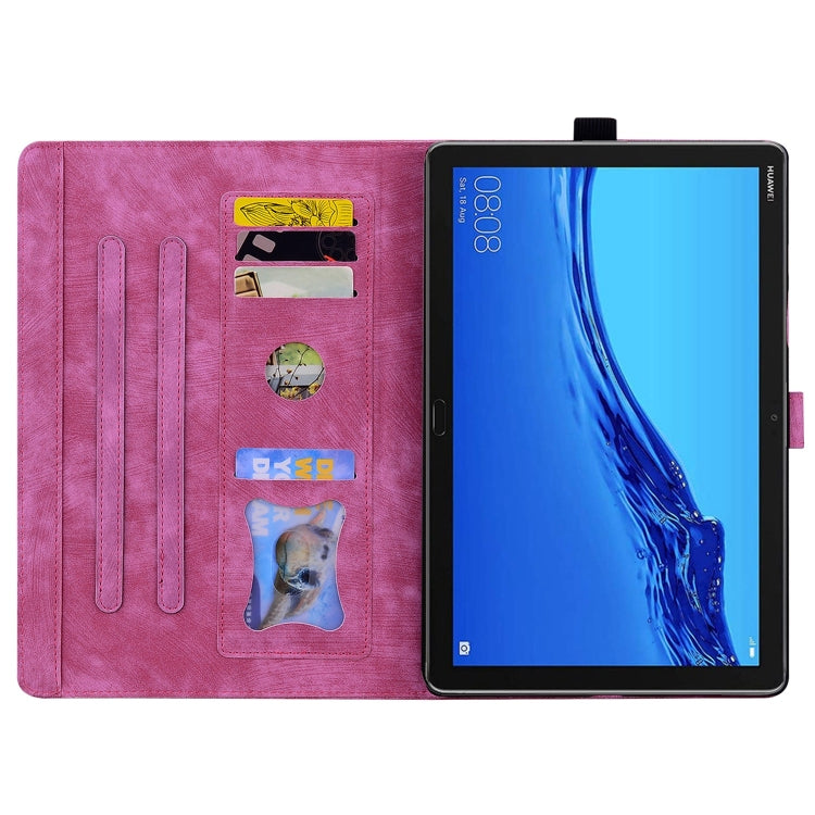 For Lenovo Tab M10 3rd Gen Cartoon Sakura Cat Embossed Leather Tablet Case(Rose Red) - Lenovo by PMC TechLife | Online Shopping South Africa | PMC TechLife | Buy Now Pay Later Mobicred