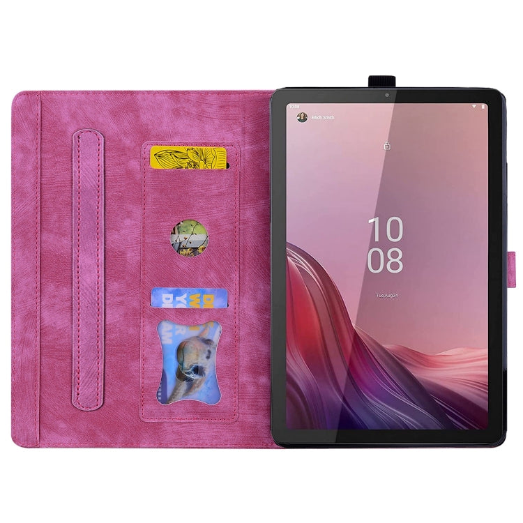 For Lenovo Tab M9 Cartoon Sakura Cat Embossed Leather Tablet Case(Rose Red) - Lenovo by PMC TechLife | Online Shopping South Africa | PMC TechLife | Buy Now Pay Later Mobicred