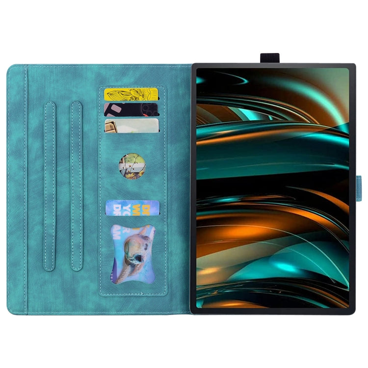 For Lenovo Tab M11 / Xiaoxin Pad 11 2024 Cartoon Sakura Cat Embossed Leather Tablet Case(Green) - Lenovo by PMC TechLife | Online Shopping South Africa | PMC TechLife | Buy Now Pay Later Mobicred