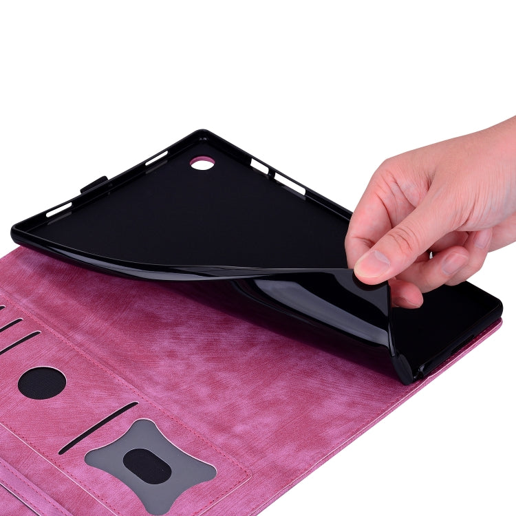 For Lenovo Tab M11 / Xiaoxin Pad 11 2024 Cartoon Sakura Cat Embossed Leather Tablet Case(Rose Red) - Lenovo by PMC TechLife | Online Shopping South Africa | PMC TechLife | Buy Now Pay Later Mobicred