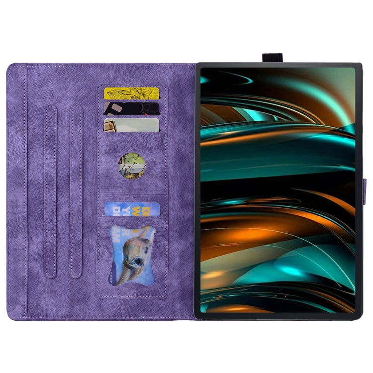 For Lenovo Tab M11 / Xiaoxin Pad 11 2024 Cartoon Sakura Cat Embossed Leather Tablet Case(Purple) - Lenovo by PMC TechLife | Online Shopping South Africa | PMC TechLife | Buy Now Pay Later Mobicred