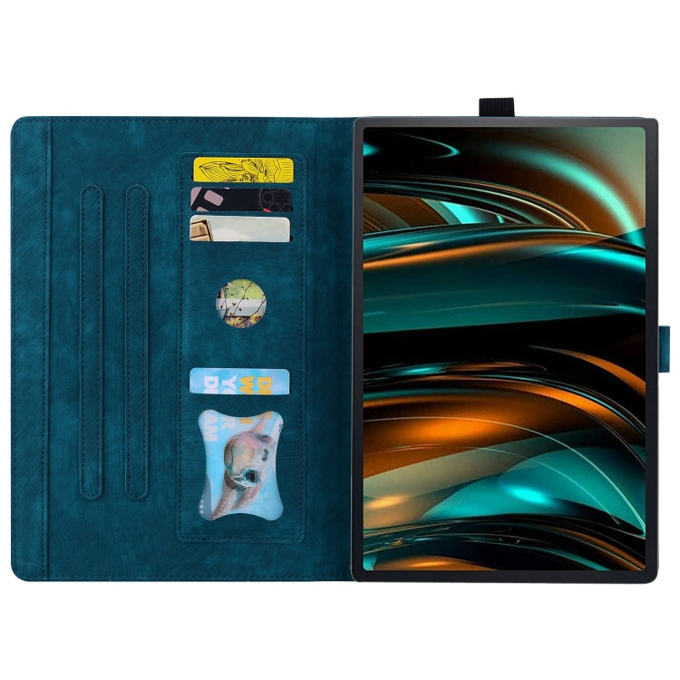 For Lenovo Xiaoxin Pad Pro 12.7 2025 Cartoon Sakura Cat Embossed Leather Tablet Case(Blue) - Lenovo by PMC TechLife | Online Shopping South Africa | PMC TechLife | Buy Now Pay Later Mobicred