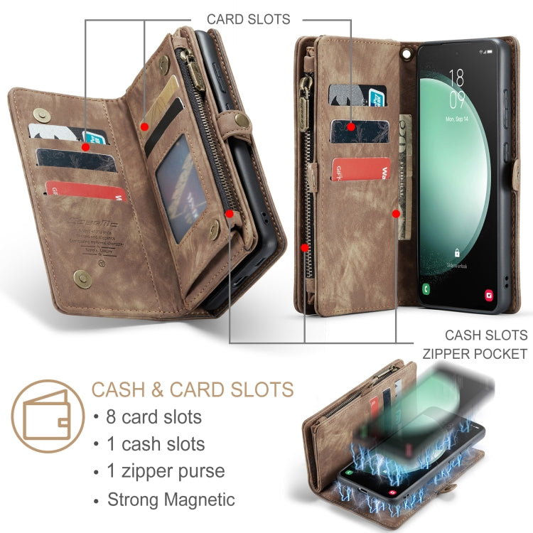 For Samsung Galaxy S23 FE CaseMe 008 Multifunctional Zipper Wallet Leather Phone Case with Lanyard(Brown) - free shipping - PMC Jewellery - Order now!