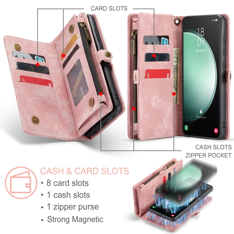 For Samsung Galaxy S23 FE CaseMe 008 Multifunctional Zipper Wallet Leather Phone Case with Lanyard(Pink) - free shipping - PMC Jewellery - Order now!