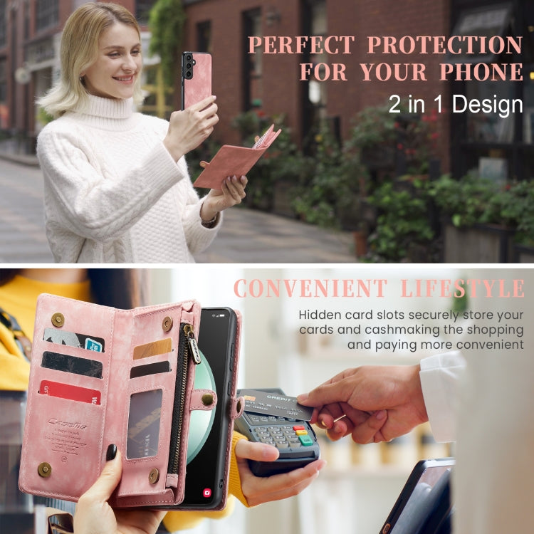 For Samsung Galaxy S23 FE CaseMe 008 Multifunctional Zipper Wallet Leather Phone Case with Lanyard(Pink) - free shipping - PMC Jewellery - Order now!