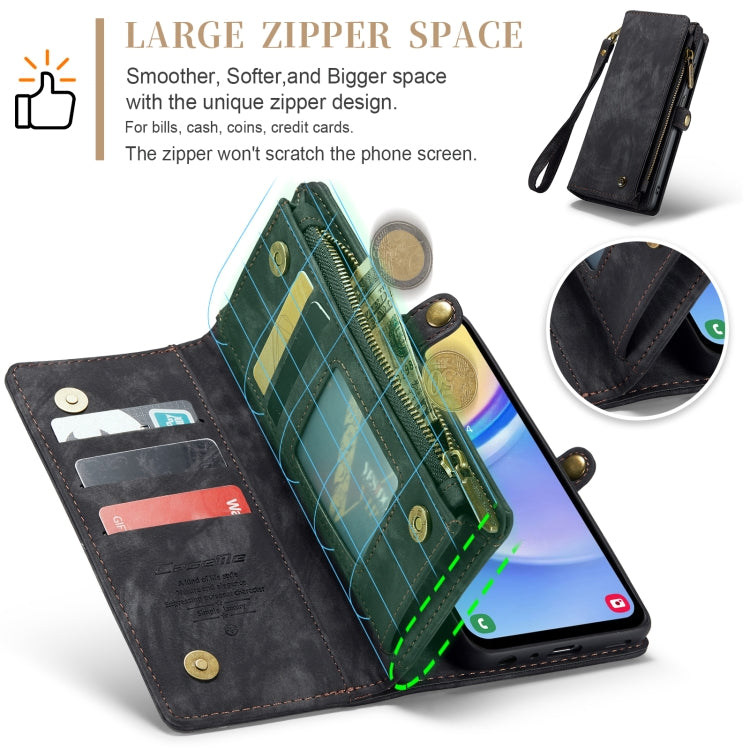 For Samsung Galaxy A15 5G CaseMe 008 Multifunctional Zipper Wallet Leather Phone Case with Lanyard(Black) - free shipping - PMC Jewellery - Order now!