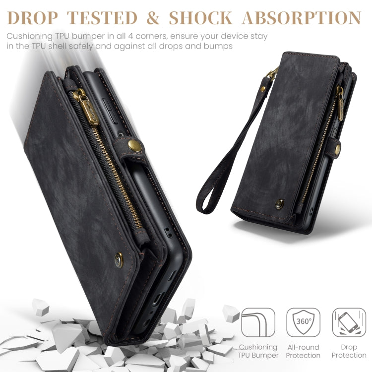 For Samsung Galaxy A15 5G CaseMe 008 Multifunctional Zipper Wallet Leather Phone Case with Lanyard(Black) - free shipping - PMC Jewellery - Order now!
