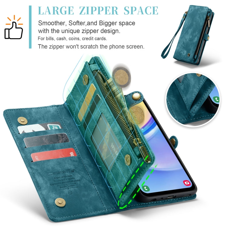 For Samsung Galaxy A15 5G CaseMe 008 Multifunctional Zipper Wallet Leather Phone Case with Lanyard(Blue) - free shipping - PMC Jewellery - Order now!