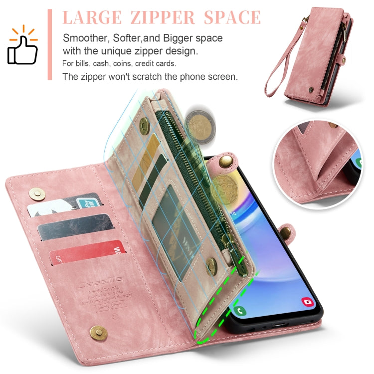 For Samsung Galaxy A15 5G CaseMe 008 Multifunctional Zipper Wallet Leather Phone Case with Lanyard(Pink) - free shipping - PMC Jewellery - Order now!