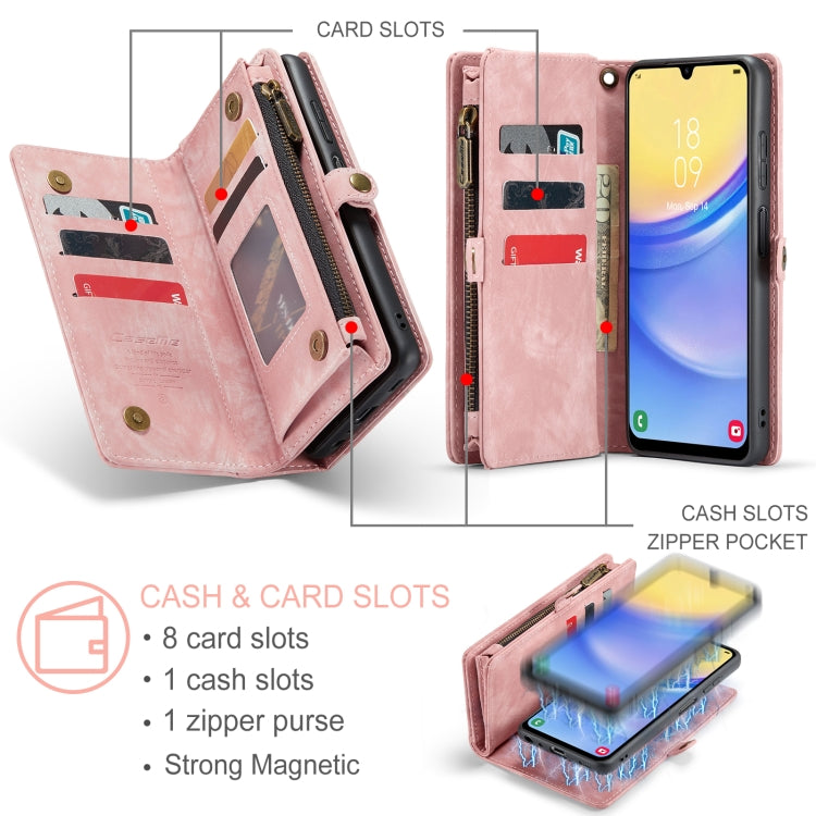 For Samsung Galaxy A15 5G CaseMe 008 Multifunctional Zipper Wallet Leather Phone Case with Lanyard(Pink) - free shipping - PMC Jewellery - Order now!