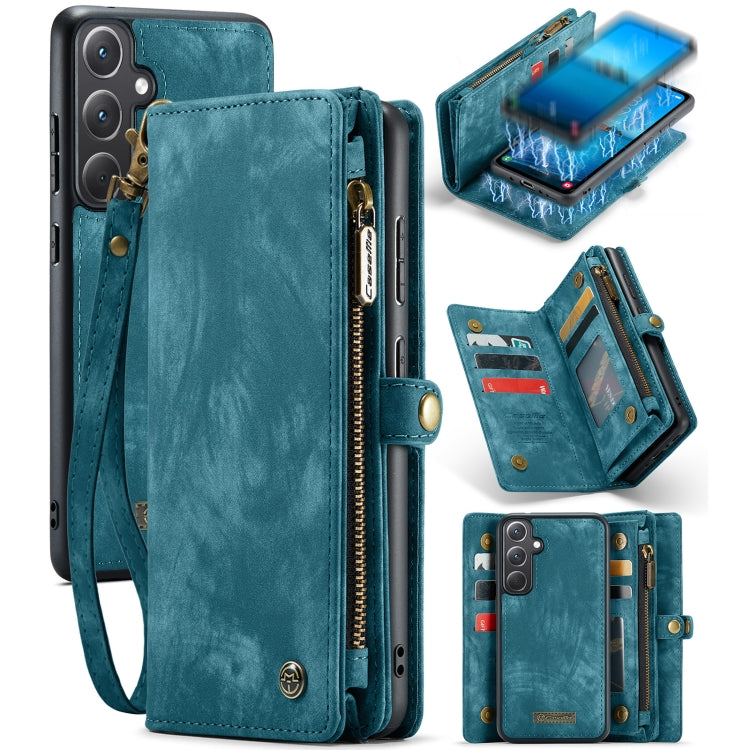 For Samsung Galaxy A35 5G CaseMe 008 Multifunctional Zipper Wallet Leather Phone Case with Lanyard(Blue) - free shipping - PMC Jewellery - Order now!