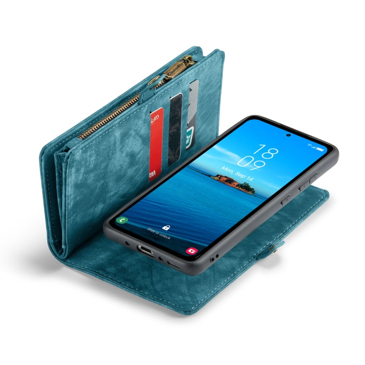 For Samsung Galaxy A35 5G CaseMe 008 Multifunctional Zipper Wallet Leather Phone Case with Lanyard(Blue) - free shipping - PMC Jewellery - Order now!