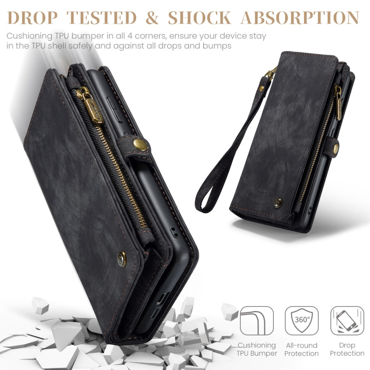 For Samsung Galaxy A55 5G CaseMe 008 Multifunctional Zipper Wallet Leather Phone Case with Lanyard(Black) - free shipping - PMC Jewellery - Order now!