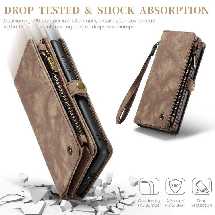 For Samsung Galaxy A55 5G CaseMe 008 Multifunctional Zipper Wallet Leather Phone Case with Lanyard(Brown) - free shipping - PMC Jewellery - Order now!