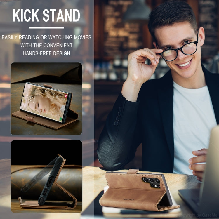 ForSamsung Galaxy S24 Ultra 5G CaseMe 013 Multifunctional Horizontal Flip Leather Phone Case(Brown) - free shipping - PMC Jewellery - Order now!