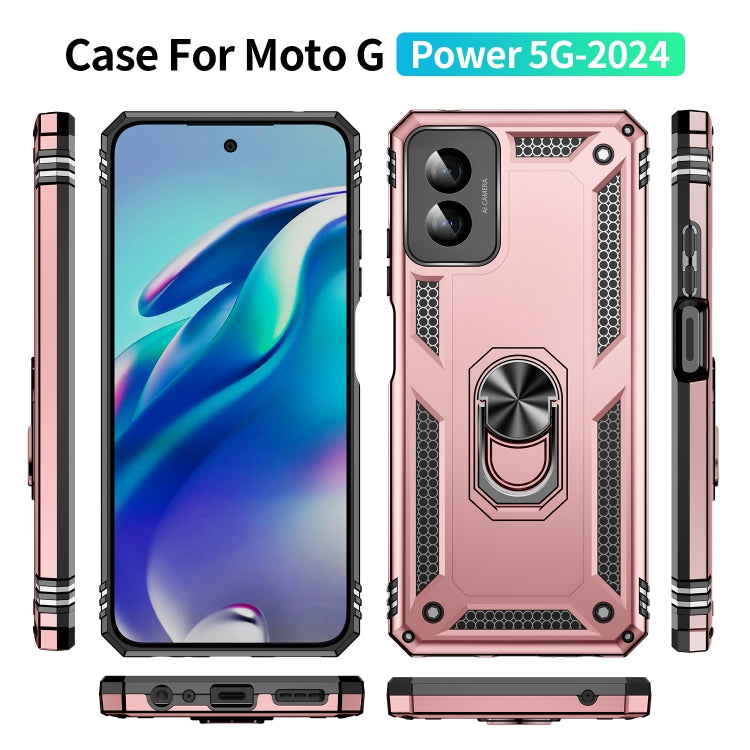 For Motorola Moto G Power 5G 2024 Shockproof TPU + PC Phone Case with Holder(Rose Gold) - free shipping - PMC Jewellery - Order now!