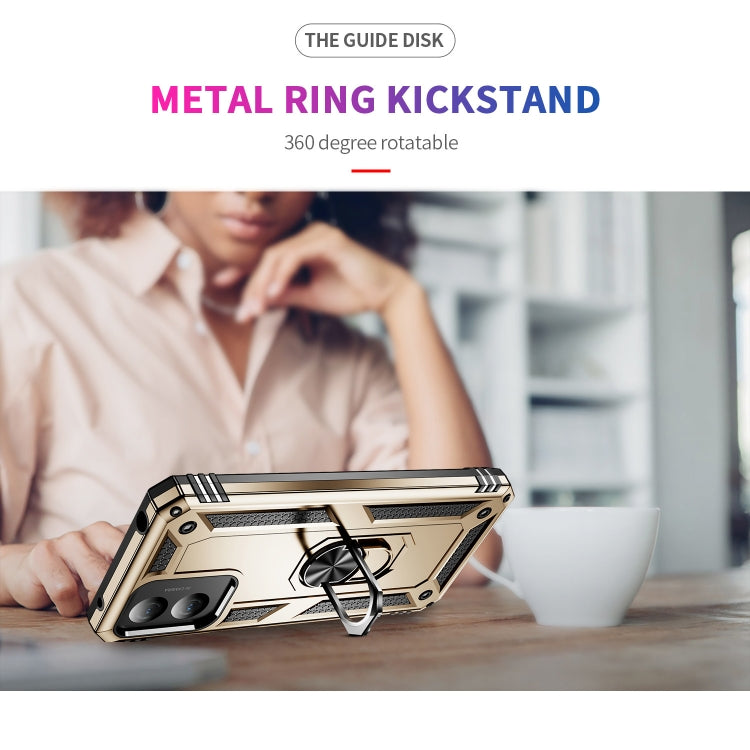 For Motorola Moto G Play 4G 2024 Shockproof TPU + PC Phone Case with Holder(Gold) - Motorola Cases by PMC Jewellery | Online Shopping South Africa | PMC Jewellery | Buy Now Pay Later Mobicred