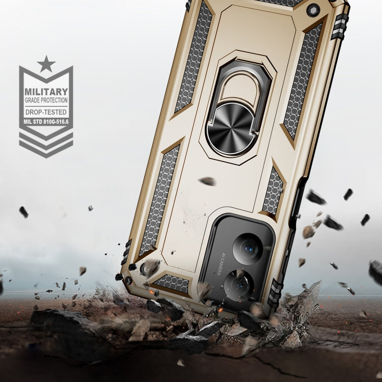 For Motorola Moto G Play 4G 2024 Shockproof TPU + PC Phone Case with Holder(Gold) - Motorola Cases by PMC Jewellery | Online Shopping South Africa | PMC Jewellery | Buy Now Pay Later Mobicred
